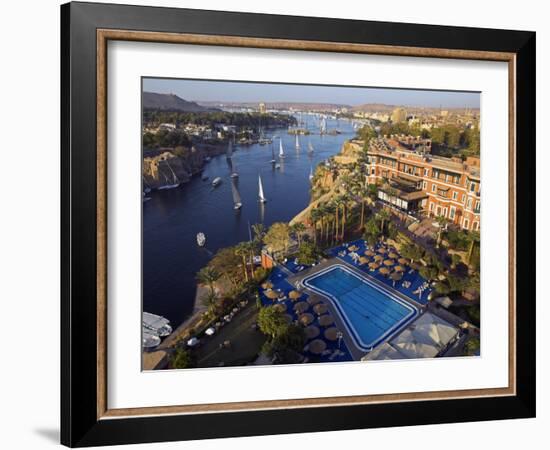 Aswan in Late Afternoon, Old Cataract Hotel in front, Where Agatha Christie Wrote Death, Nile-Julian Love-Framed Photographic Print