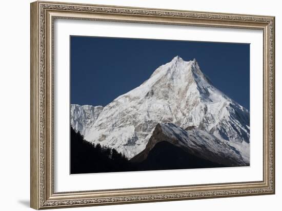 At 8156m, Manaslu is eighth highest mountain in world, and a magnificent sight, Nepal, Himalayas-Alex Treadway-Framed Photographic Print