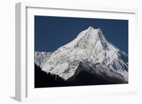 At 8156m, Manaslu is eighth highest mountain in world, and a magnificent sight, Nepal, Himalayas-Alex Treadway-Framed Photographic Print