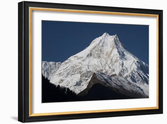 At 8156m, Manaslu is eighth highest mountain in world, and a magnificent sight, Nepal, Himalayas-Alex Treadway-Framed Photographic Print