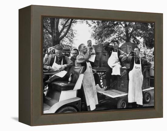 At 9:00 A.M., Carlsberg and Tivoli Workers Enjoying an Early Morning Beer-Carl Mydans-Framed Premier Image Canvas