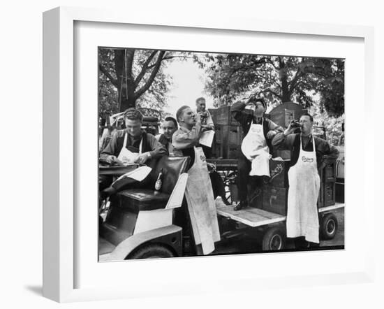 At 9:00 A.M., Carlsberg and Tivoli Workers Enjoying an Early Morning Beer-Carl Mydans-Framed Photographic Print