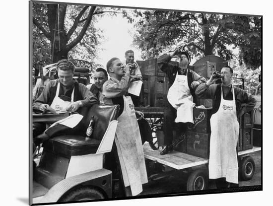 At 9:00 A.M., Carlsberg and Tivoli Workers Enjoying an Early Morning Beer-Carl Mydans-Mounted Photographic Print