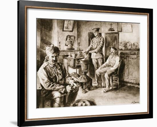 At a French Farm Used as a Billet, from 'The Illustrated War News'-null-Framed Giclee Print