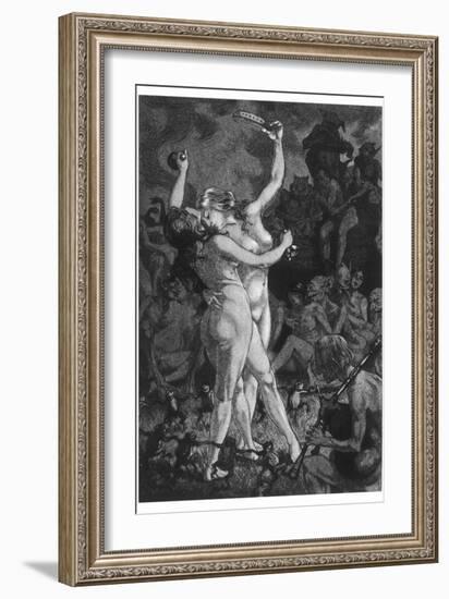 At a Sabbat in the Basque Country Two Witches Enjoy a Lascivious Dance-Martin Van Maele-Framed Premium Photographic Print