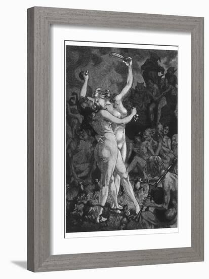 At a Sabbat in the Basque Country Two Witches Enjoy a Lascivious Dance-Martin Van Maele-Framed Premium Photographic Print