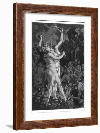 At a Sabbat in the Basque Country Two Witches Enjoy a Lascivious Dance-Martin Van Maele-Framed Premium Photographic Print