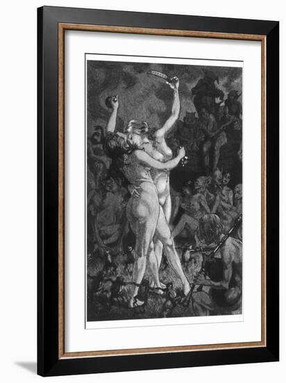 At a Sabbat in the Basque Country Two Witches Enjoy a Lascivious Dance-Martin Van Maele-Framed Premium Photographic Print