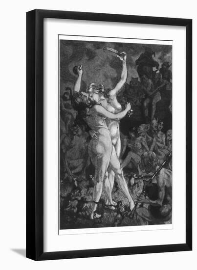 At a Sabbat in the Basque Country Two Witches Enjoy a Lascivious Dance-Martin Van Maele-Framed Premium Photographic Print