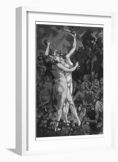 At a Sabbat in the Basque Country Two Witches Enjoy a Lascivious Dance-Martin Van Maele-Framed Premium Photographic Print