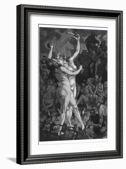 At a Sabbat in the Basque Country Two Witches Enjoy a Lascivious Dance-Martin Van Maele-Framed Premium Photographic Print