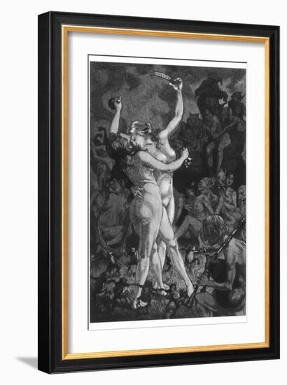 At a Sabbat in the Basque Country Two Witches Enjoy a Lascivious Dance-Martin Van Maele-Framed Premium Photographic Print