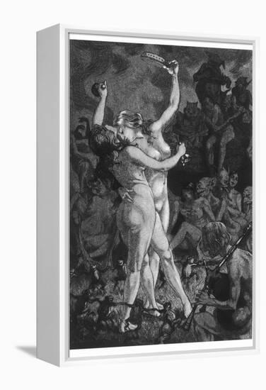At a Sabbat in the Basque Country Two Witches Enjoy a Lascivious Dance-Martin Van Maele-Framed Premier Image Canvas