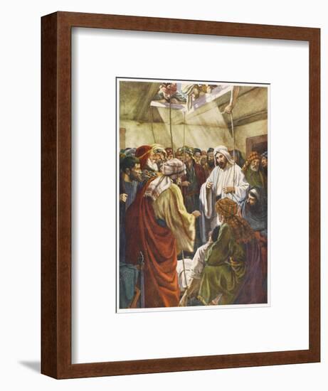 At Capernaum Jesus Heals a Paralysed Man Who Is Lowered into the House Through the Roof-null-Framed Art Print