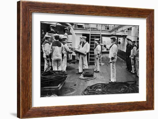 At Drill with a 6 Inch Quick Firing Gun on Board the Battleship HMS Resolution, 1896-Gregory & Co-Framed Giclee Print