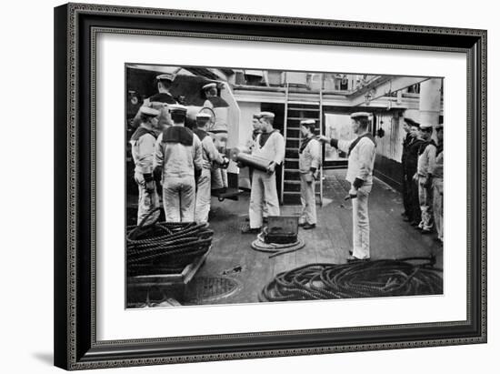 At Drill with a 6 Inch Quick Firing Gun on Board the Battleship HMS Resolution, 1896-Gregory & Co-Framed Giclee Print