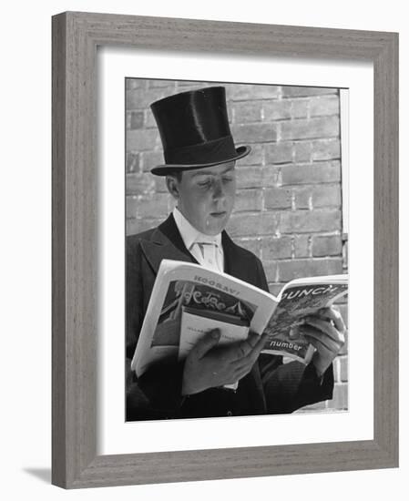 At Eton College, Lord Buckhurst, Son of Earl de La Warr Reading Punch-John Phillips-Framed Photographic Print