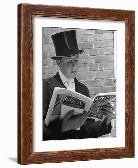 At Eton College, Lord Buckhurst, Son of Earl de La Warr Reading Punch-John Phillips-Framed Photographic Print