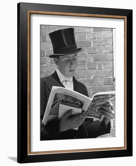 At Eton College, Lord Buckhurst, Son of Earl de La Warr Reading Punch-John Phillips-Framed Photographic Print