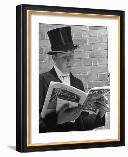 At Eton College, Lord Buckhurst, Son of Earl de La Warr Reading Punch-John Phillips-Framed Photographic Print