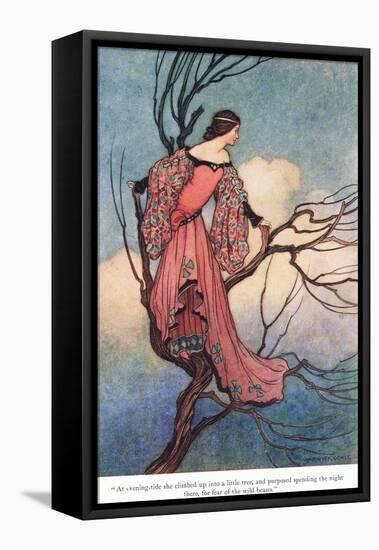 At Evening Tide She Climbed-Warwick Goble-Framed Premier Image Canvas