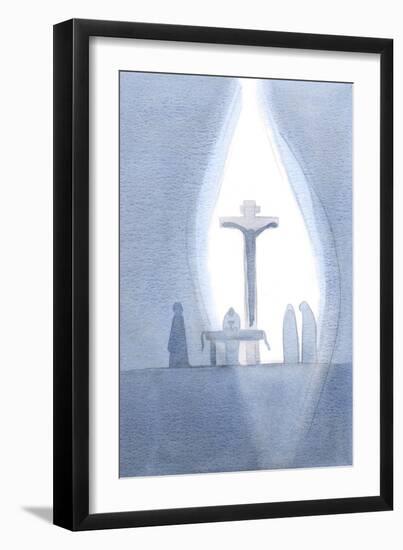 At Every Mass We Become Present to the One Sacrifice of Calvary, as If a Curtain is Being Parted In-Elizabeth Wang-Framed Giclee Print