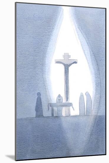 At Every Mass We Become Present to the One Sacrifice of Calvary, as If a Curtain is Being Parted In-Elizabeth Wang-Mounted Giclee Print