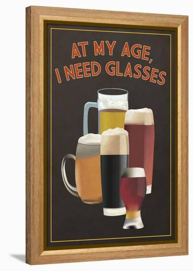 At My Age - Beer Glasses-Lantern Press-Framed Stretched Canvas