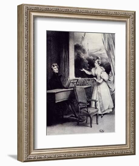 At Piano-Achille Deveria-Framed Giclee Print