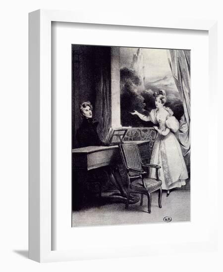 At Piano-Achille Deveria-Framed Giclee Print