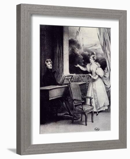 At Piano-Achille Deveria-Framed Giclee Print