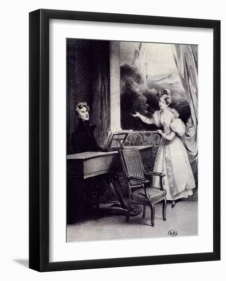 At Piano-Achille Deveria-Framed Giclee Print