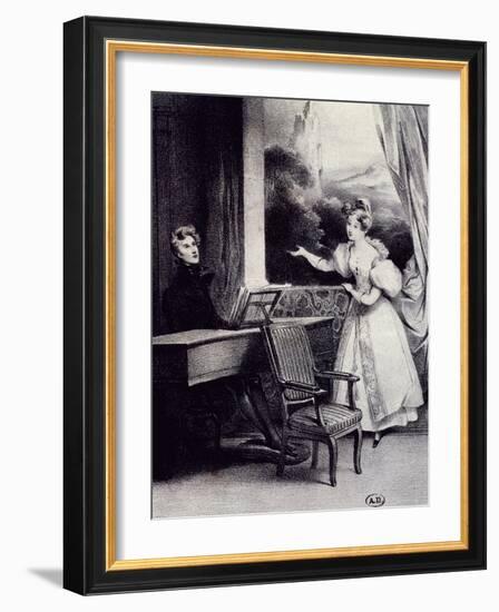 At Piano-Achille Deveria-Framed Giclee Print