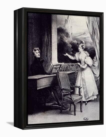 At Piano-Achille Deveria-Framed Premier Image Canvas