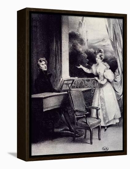 At Piano-Achille Deveria-Framed Premier Image Canvas