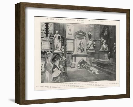 At Rest Beneath Shakespeare, Sir Henry Irving's Grave at Poets Corner Westminster Abbey-null-Framed Art Print