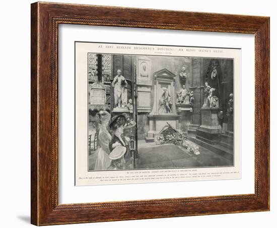 At Rest Beneath Shakespeare, Sir Henry Irving's Grave at Poets Corner Westminster Abbey-null-Framed Art Print