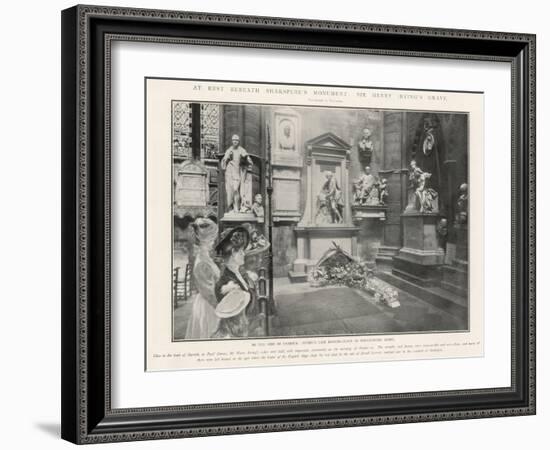 At Rest Beneath Shakespeare, Sir Henry Irving's Grave at Poets Corner Westminster Abbey-null-Framed Art Print