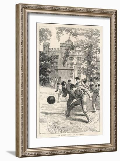 At Rugby School Boys at Rugby School Play Rugby Football in the School Grounds-Walter Thomas-Framed Art Print