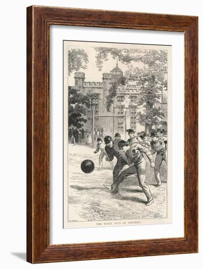 At Rugby School Boys at Rugby School Play Rugby Football in the School Grounds-Walter Thomas-Framed Art Print