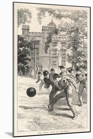 At Rugby School Boys at Rugby School Play Rugby Football in the School Grounds-Walter Thomas-Mounted Art Print