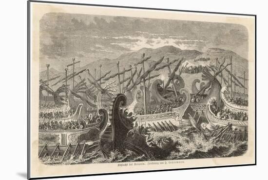 At Salamis the Greek Fleet Defeats the Persian Fleet-H. Leutemann-Mounted Art Print