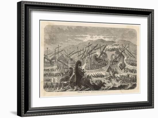 At Salamis the Greek Fleet Defeats the Persian Fleet-H. Leutemann-Framed Art Print