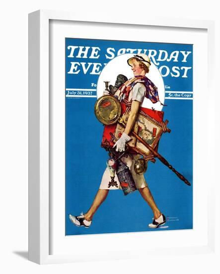 "At the Auction" or "Found Treasure" Saturday Evening Post Cover, July 31,1937-Norman Rockwell-Framed Giclee Print
