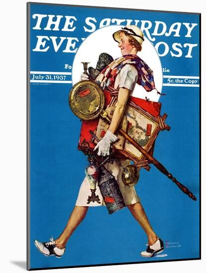 "At the Auction" or "Found Treasure" Saturday Evening Post Cover, July 31,1937-Norman Rockwell-Mounted Giclee Print