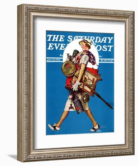 "At the Auction" or "Found Treasure" Saturday Evening Post Cover, July 31,1937-Norman Rockwell-Framed Giclee Print