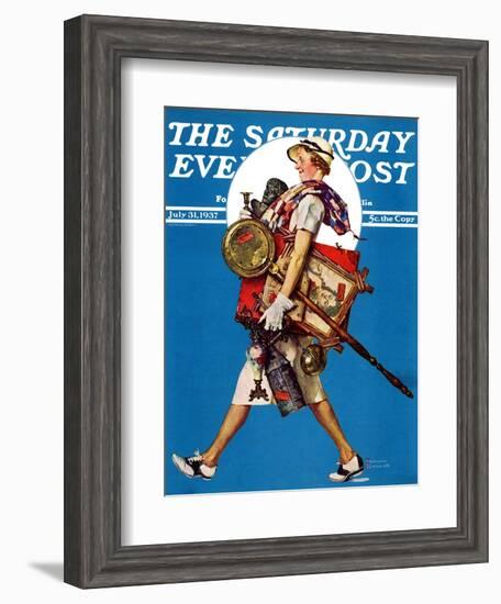 "At the Auction" or "Found Treasure" Saturday Evening Post Cover, July 31,1937-Norman Rockwell-Framed Giclee Print