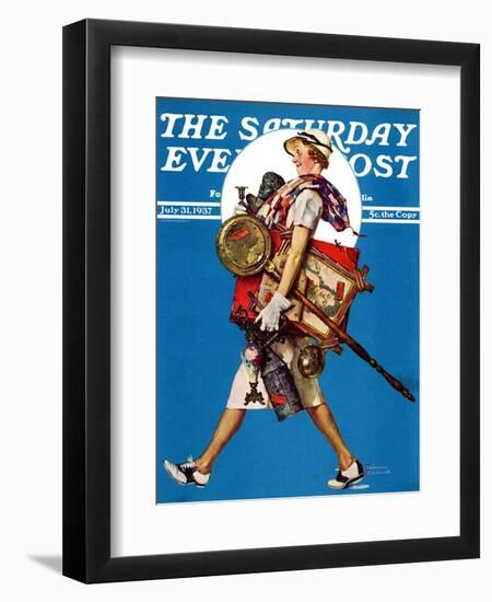 "At the Auction" or "Found Treasure" Saturday Evening Post Cover, July 31,1937-Norman Rockwell-Framed Giclee Print