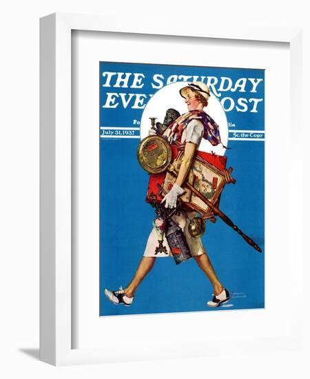 "At the Auction" or "Found Treasure" Saturday Evening Post Cover, July 31,1937-Norman Rockwell-Framed Giclee Print