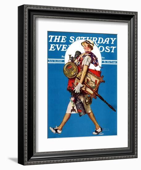 "At the Auction" or "Found Treasure" Saturday Evening Post Cover, July 31,1937-Norman Rockwell-Framed Giclee Print